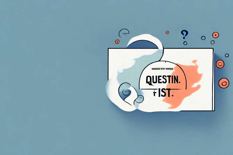 Abstract graphic with a text box on a blue background. Inside, the stylized title reads QUESTIN FIST. Surrounding elements, including abstract shapes and question marks in various colors, create a dynamic, modern design reminiscent of flat rate insurance boxes.