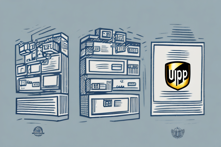 Illustration of three blue and white digital screens with abstract designs. The far-right screen displays a shield logo with the letters upp in black on a gold and white background, hinting at a better option for secure digital solutions.