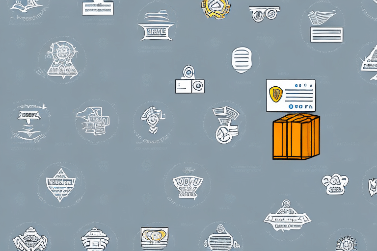A pattern of various light gray abstract symbols and geometric designs on a gray background. Among them, an orange rectangular box with a digital interface appears, allowing you to change the shipping method with a yellow circle and blue elements.
.