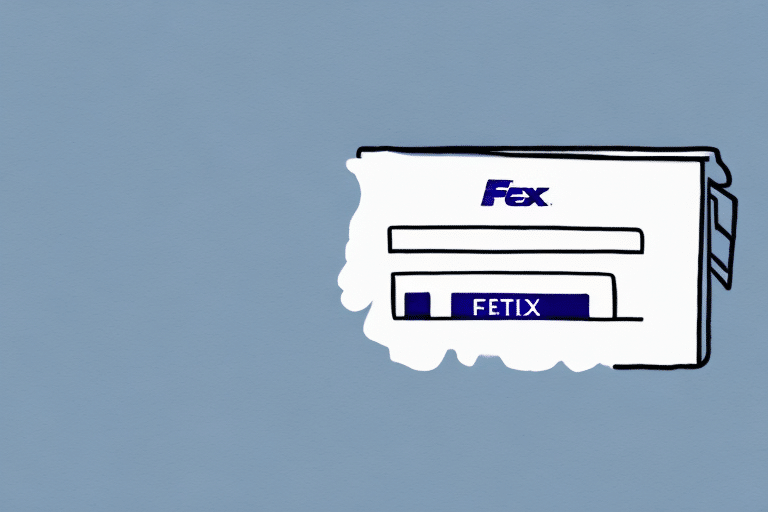 A drawing of a FedEx package with the text FETIX below the logo, set against a plain blue background. It subtly hints at the ease of using FedEx Ship Manager to create return labels effortlessly.