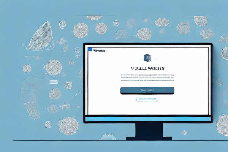 Illustration of a computer screen displaying a UPS Worldship website with a login prompt. The background features abstract shapes and patterns in blue and white tones, subtly incorporating the theme of how to delete multiple addresses efficiently.