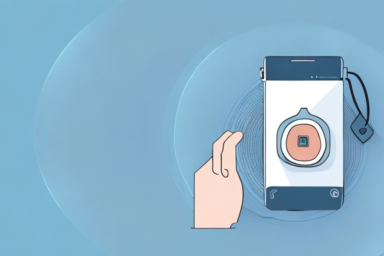 Illustration of a hand reaching towards a smartphone. The screen shows a digital padlock, symbolizing security and how to gracefully drop off. The background features a gradient of light blue shades with abstract circular patterns, evoking calm and efficient communication.