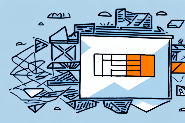 Illustration of a SIM card icon on a fragmented background of geometric shapes and lines, reminiscent of handling FedEx delivery exceptions. The card features a chip design and orange and white colors, set against a light blue backdrop.