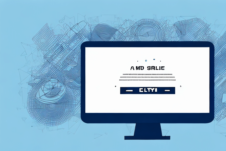 An abstract blue-toned digital artwork features a central computer monitor displaying an error message with illegible text. Geometric shapes and intricate line patterns surround the monitor against a light blue background, creating an enigmatic scene reminiscent of digital troubleshooting.