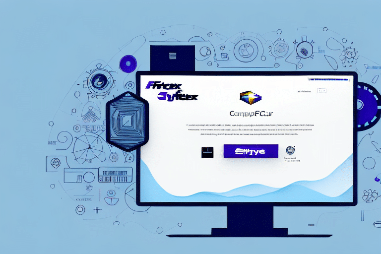 A stylized vector illustration of a computer screen displaying a website with a white background and text. Surrounding the screen are abstract icons and symbols representing technology, creativity, and troubleshooting, set against a light blue background.