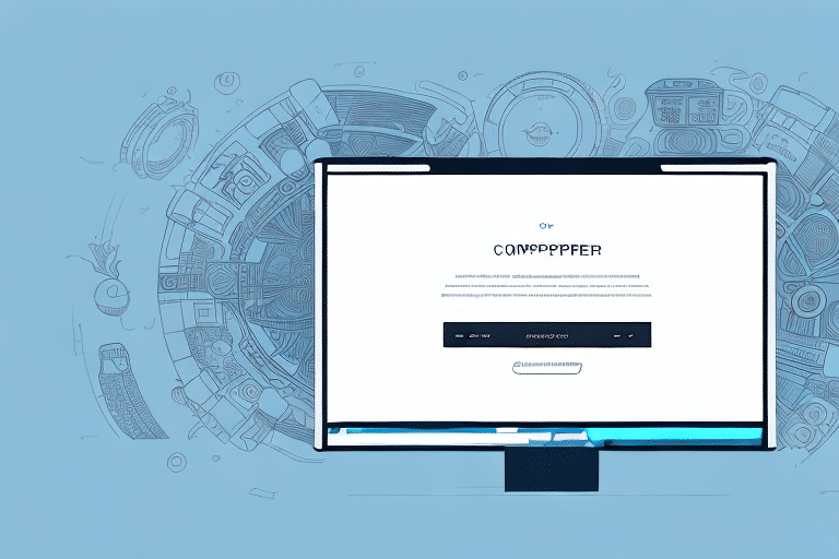 A computer screen displays a login page with a password field, set against a backdrop of mechanical gears and technical diagrams, capturing the essence of technology and engineering. A user might be troubleshooting connection issues while using the UPS Worldship software.