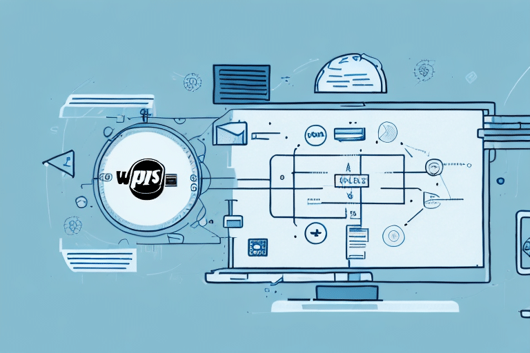 Illustrated diagram of a computer interface depicting the workflow of a CMS system, featuring interconnected elements like documents, a flowchart, and various icons over a blue background, seamlessly integrated with troubleshooting processes.