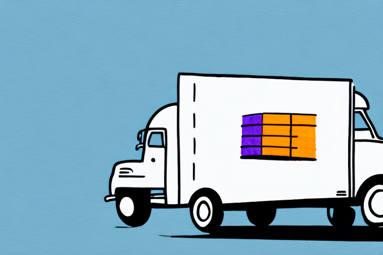 An illustration of a vintage delivery truck against a blue background, featuring a white exterior and a large purple and orange rectangular logo on its side, reminiscent of classic FedEx business accounts in their nostalgic charm.
