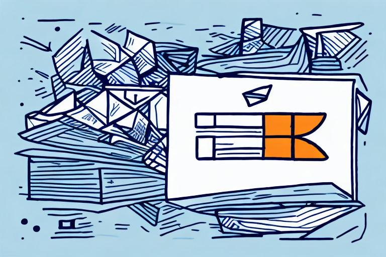 A stylized illustration portrays a ship navigating through abstract, geometric icebergs on a blue background. The vessel is depicted in white with orange accents, echoing the dynamic journey akin to FedEx Shipping Rates from the Philippines, emphasizing its shape against the angular patterns of the ice.