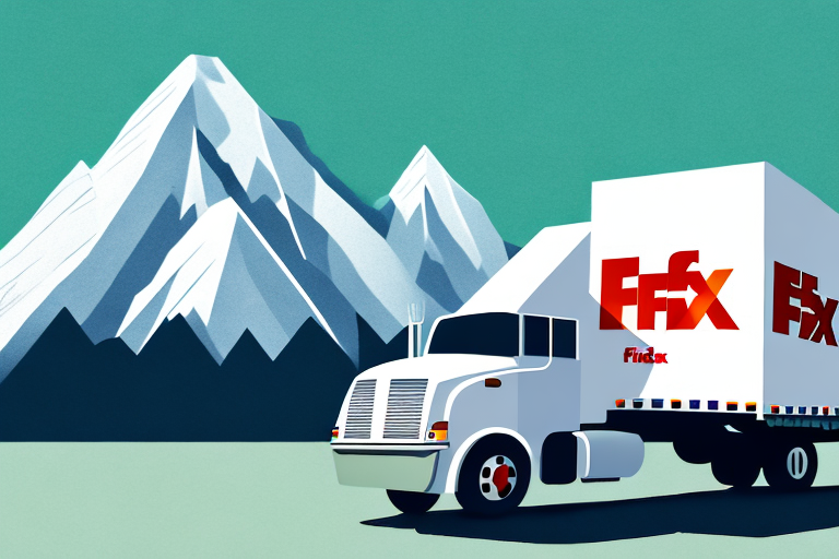 A white delivery truck with FFx in red text on its side is parked on a road. Snowy mountains tower in the background under a clear blue sky, creating a serene and picturesque scene, reminiscent of navigating the challenges of peak surcharge periods.