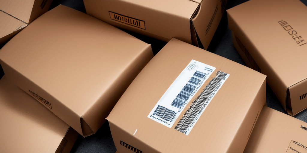 A cluster of cardboard boxes, each adorned with barcodes and shipping labels created with UPS WorldShip, is scattered on a surface. These sealed boxes appear ready for delivery.
