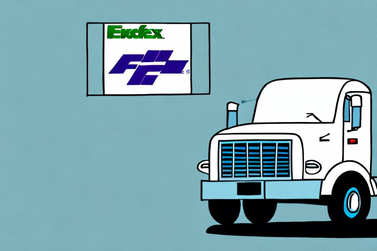 A white truck facing right with a logo on a billboard above. The logo displays green text Exofex and purple letters FLZ on a white background, hinting at an incorrect address. The scene is set against a simple light blue backdrop.