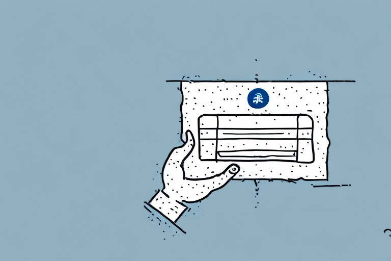 Illustration of a hand holding a paper labeled Expedited Shipping in front of a drawer with a blue seal. The background is light blue, and the style is minimalistic with dotted textures.