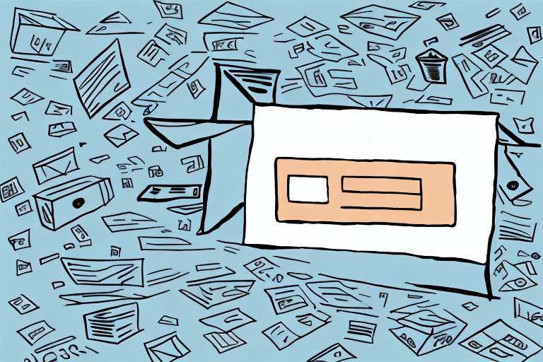 Illustration of a 3D email icon with a paper plane design, surrounded by digital envelopes on a blue background, symbolizing digital communication and messaging. It humorously captures the moment of a package returned to sender due to a wrong address.