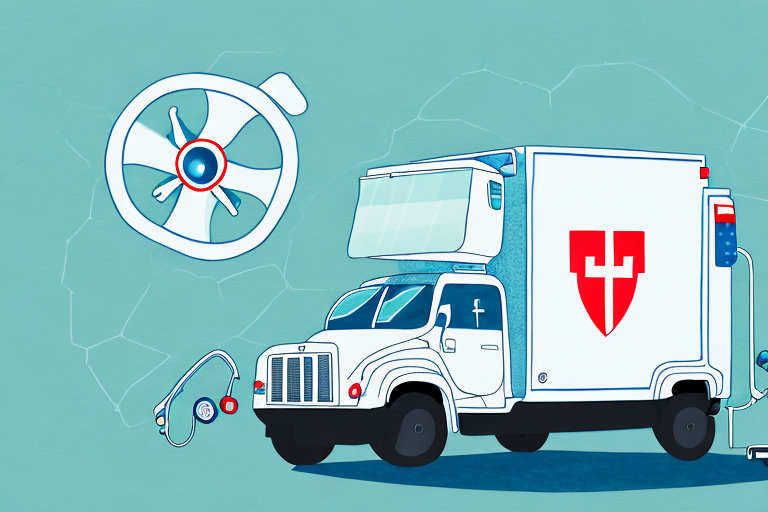 Illustration of a futuristic ambulance truck with a Maryland medical emblem and high-tech equipment, including a drone-like device and stethoscope, against a blue background.