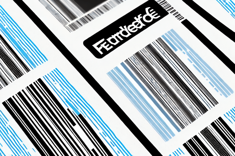 A close-up of several barcodes printed in black and blue on white paper. Among them, one is unusually distorted with the text Fear woven into its lines—a curious sight for any barcode scanner, even one used by FedEx to optimize package tracking.