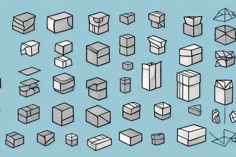 Illustration of various 3D box designs on a light blue background. The multiple boxes are drawn in different shapes and sizes, showcasing diverse styles like rectangular, square, and some with lids. The sketch quality adds a textured, artistic look.