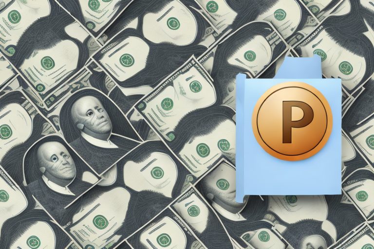 A pile of U.S. $100 bills featuring Benjamin Franklins portrait forms a background. In the foreground, a blue folder icon with a gold coin displays the letter P, subtly highlighting the concept of understanding price dynamics in financial contexts.