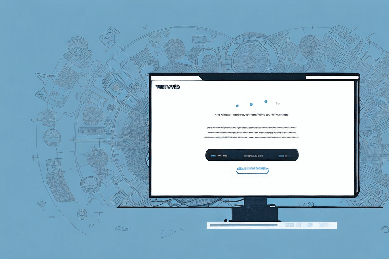 A computer monitor displays a website with a password input field. The background is filled with abstract, circular patterns and icons related to technology and security, set against a light blue backdrop. A subtle hint of UPS WorldShip integration brings focus to the Edit Address functionality.