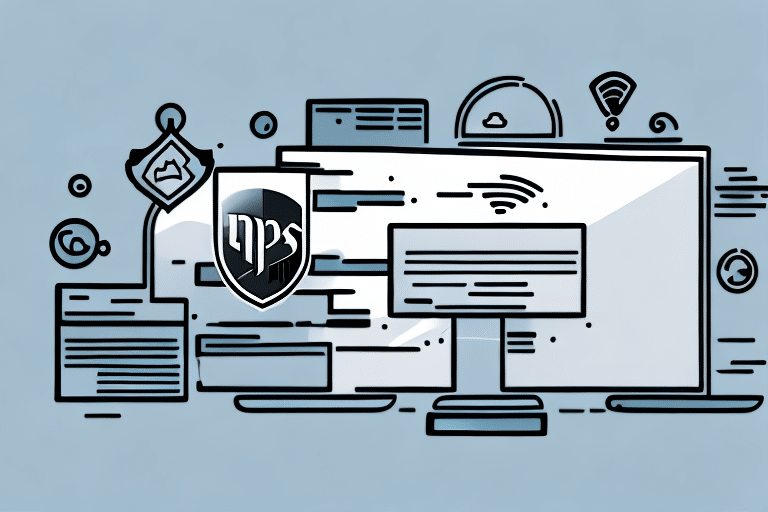 Illustration of a computer screen surrounded by security icons, including shields and cloud symbols, representing cybersecurity. The letters IPS on a shield highlight protection while a server icon hints at the secure installation of IPS systems.