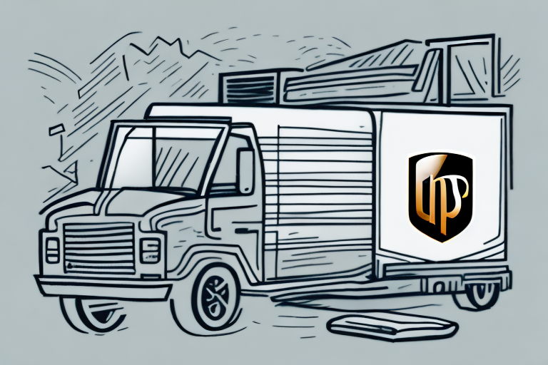 Illustration of a delivery truck with a stylized shield and W logo on its side, alluding to the FedEx Excel Program. The truck is parked on a road with geometric shapes in the background, resembling mountains.