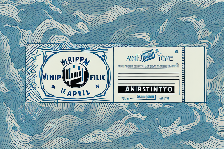 A stylized product label features an abstract wave design in the background, with text in a decorative font on a white backdrop. Brand logos and decorative elements create an artistic, vintage look, perfect for custom UPS labels that elevate your businesss unique aesthetic.