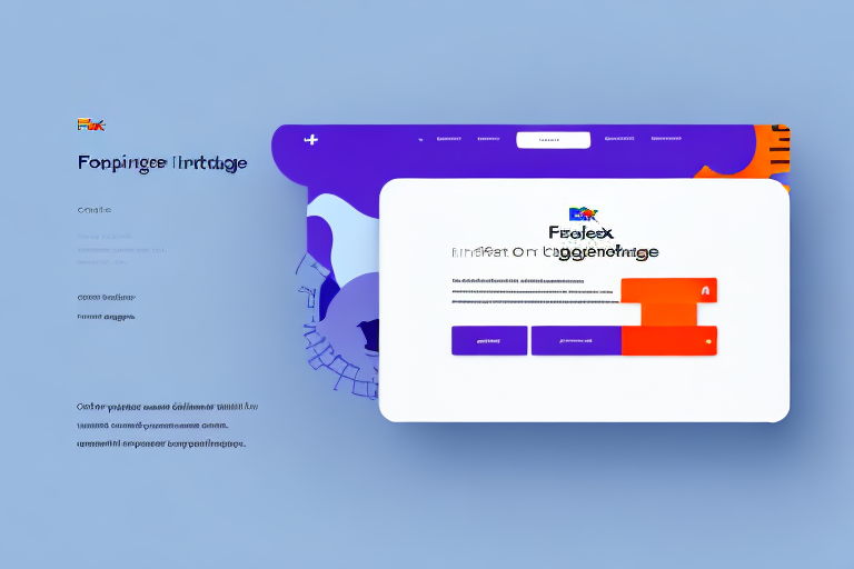 A modern website design featuring abstract shapes and vibrant colors, perfect for integrating functionalities like FedEx Ship Manager. The main section displays a colorful logo and navigation bar, complemented by orange and purple buttons on a white background, ideal for printing 4 x 6 labels.
