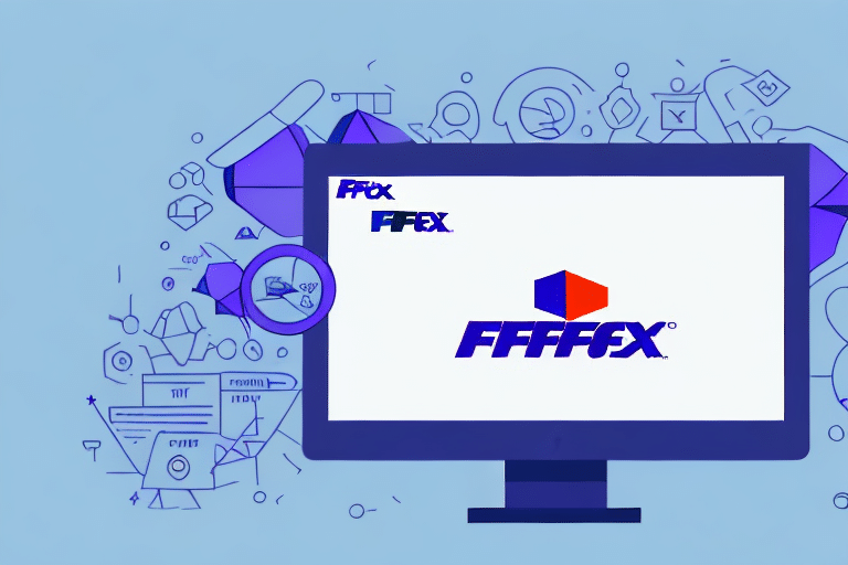 A computer monitor showcases the word FFFFFex in a stylized font with colorful geometric shapes. Surrounding it are abstract icons and doodles that evoke technology and innovation, much like solving troubleshooting puzzles, all set against a light blue background.