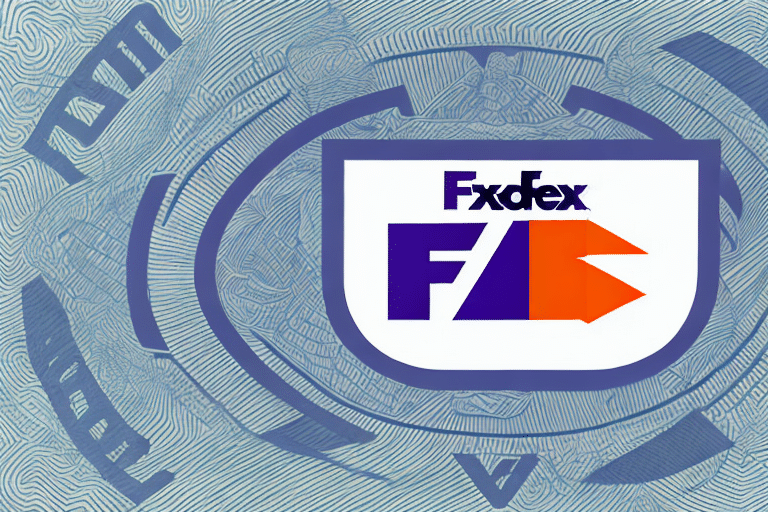 A stylized version of the FedEx logo with distorted shapes and colors is presented like a Ship Managers dream. The background features swirling patterns in various shades of blue, creating a mesmerizing visual voyage.