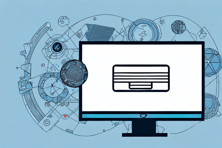 Illustration of a computer monitor displaying a credit card icon, enhanced with circuit-like patterns and icons symbolizing negotiated rates in technology and finance, all set against a light blue backdrop.