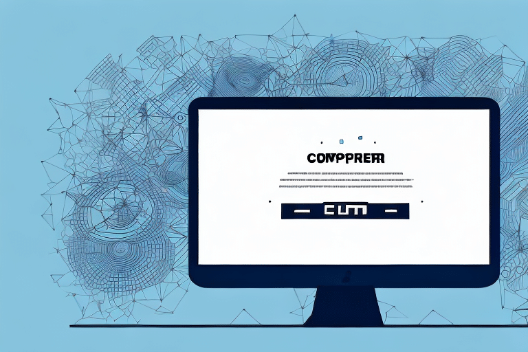 A computer monitor displays the word COMPROMISE, suggesting a compatibility error, with abstract geometric drawings in the background, set against a blue backdrop.