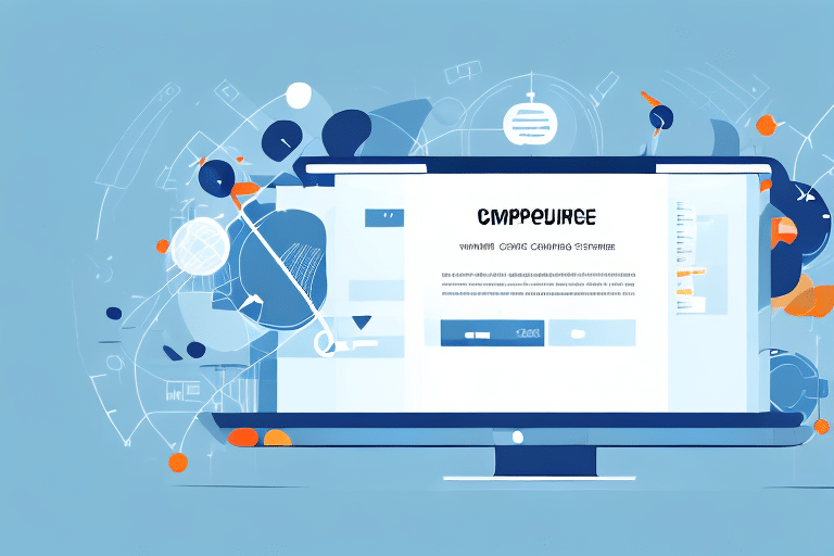 An abstract illustration of a desktop computer displaying a webpage, reminiscent of a search history interface. The background is blue with various geometric shapes and symbols in white, orange, and blue surrounding the screen, enhancing the tech or digital theme.