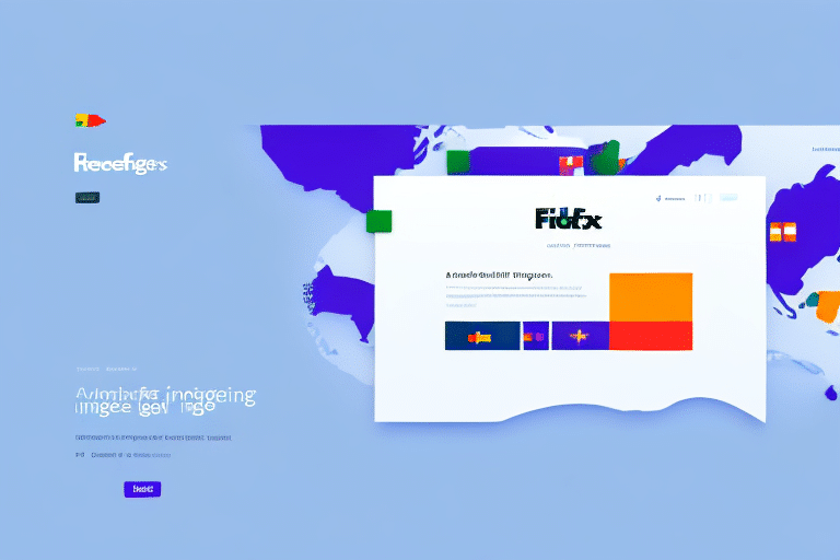A colorful digital layout featuring website design seamlessly integrates detecting country capabilities. The background has abstract shapes resembling a world map with vibrant elements. A central white box displays text and graphics, enhancing the global theme.