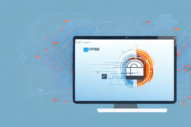 A computer screen displays a digital padlock illustration, symbolizing cybersecurity. In the background, abstract circuit patterns subtly hint at technology and digital security themes. Its a reminder of the importance of configuring firewall settings to safeguard sensitive data efficiently.
