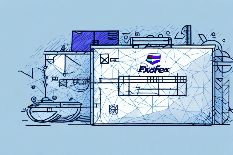 Illustration of an abstract machine with a prominent package labeled ExaFlex in the foreground. The background features sketch-style gears and mechanical components, reminiscent of the intricate workings behind YouTubes complex algorithms, set against a blue backdrop.
