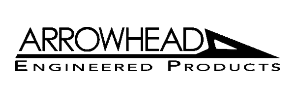 Logo for Arrowhead Engineered Products, featuring the company name in bold black letters with a stylized arrowhead shape incorporated into the word Arrowhead.
