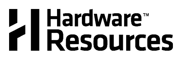 Logo for Hardware Resources featuring a stylized H shape on the left and the words Hardware Resources in bold black text to the right of the logo on a white background.