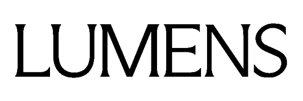 The image displays the word LUMENS in large, bold, black capital letters on a white background.