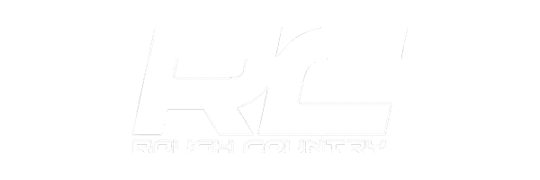 White stylized initials RC with the words Rough Country in block letters below, set against a light gray background.