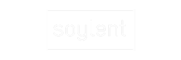 The image shows the word soylent in lowercase, centered inside a thin rectangular border, on a plain white background.
