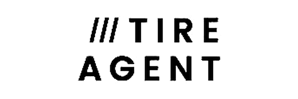 The image shows the Tire Agent logo with three diagonal lines before the words TIRE AGENT, written in bold, uppercase black letters on a white background.