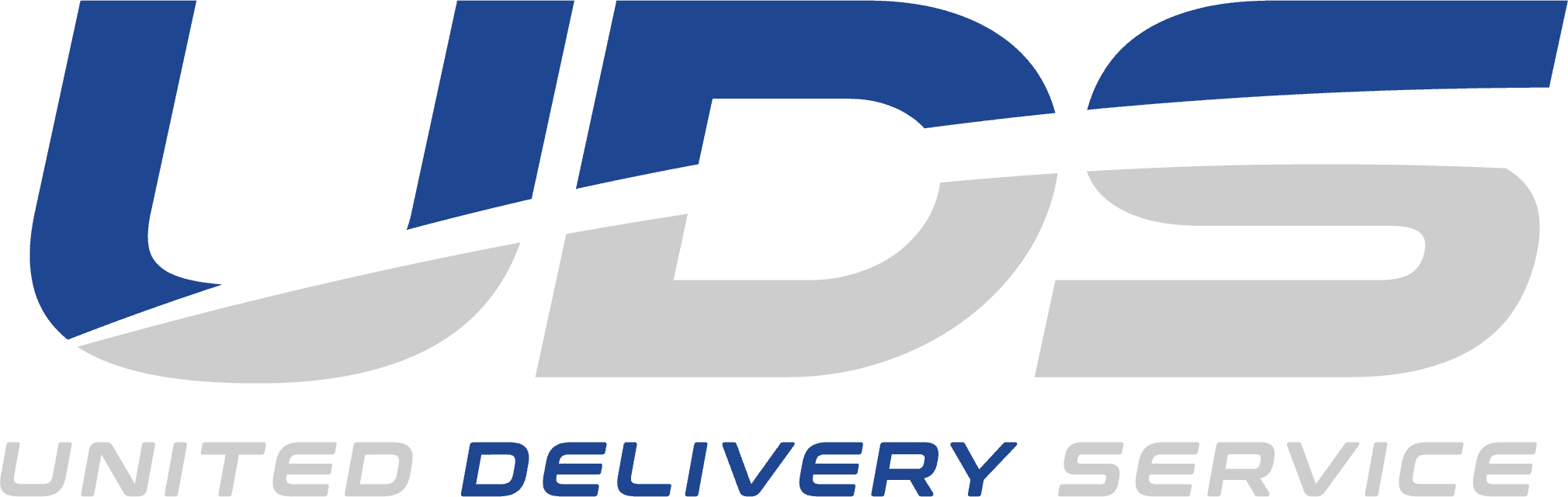 Logo for United Delivery Service. Large stylized blue and gray letters UDS are above the company name, which is written below in gray and blue capital letters.
